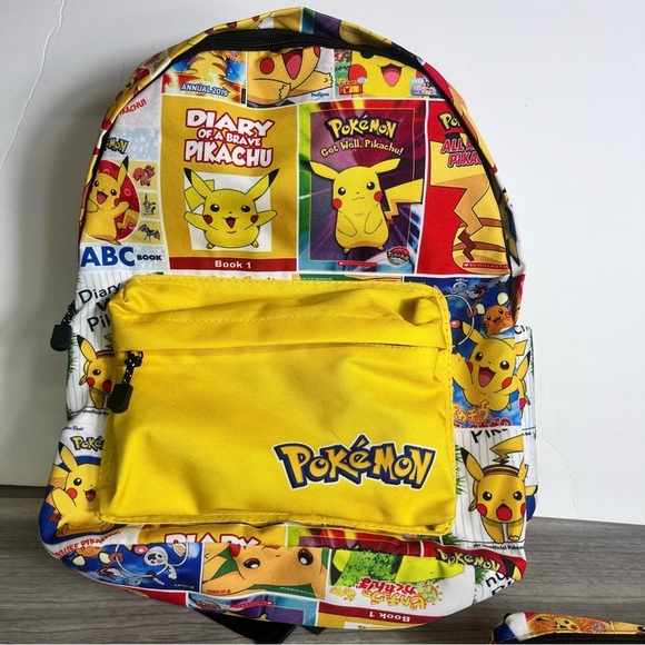 Pokémon Pikachu Backpack w/ Pencil bag Kids School Cute Yellow - Picture 2 of 9